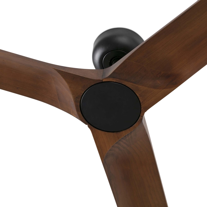 FARO 33809WT - Kattotuuletin HEYWOOD L puu/musta halkaisija 132 cm Wi-Fi Tuya + kauko-ohjaus