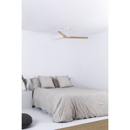 FARO 33810WT - Kattotuuletin HEYWOOD L puu/valkoinen halkaisija 132 cm Wi-Fi Tuya + kauko-ohjaus