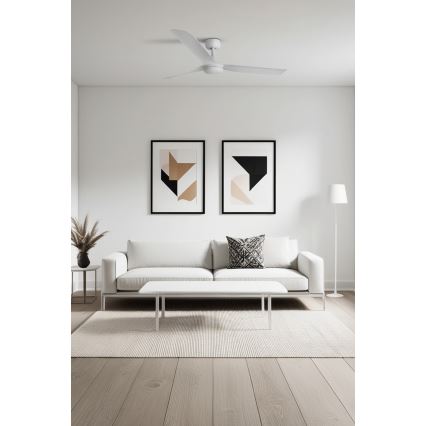 FARO 33814WT - Kattotuuletin PUNT M valkoinen halkaisija 132 cm Wi-Fi Tuya + kauko-ohjaus