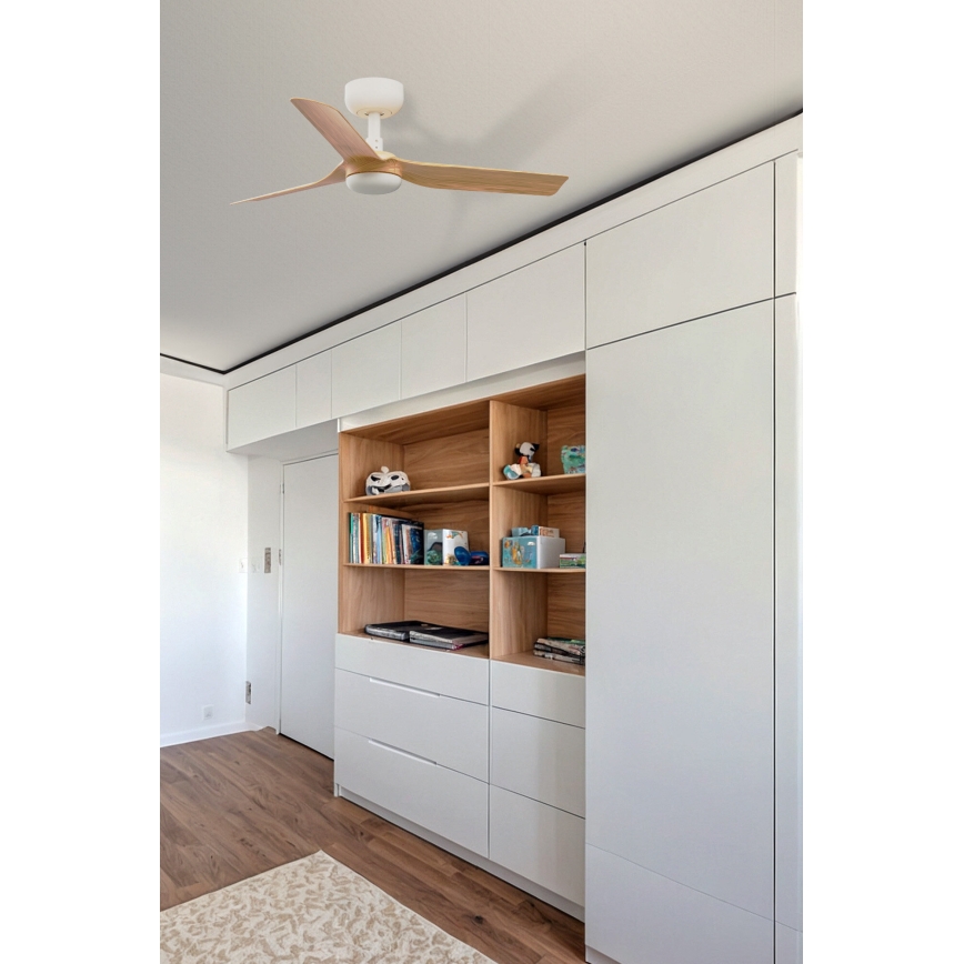 FARO 33821WT - Kattotuuletin MINI PUNT S ruskea/valkoinen halkaisija 90 cm Wi-Fi Tuya + kauko-ohjaus