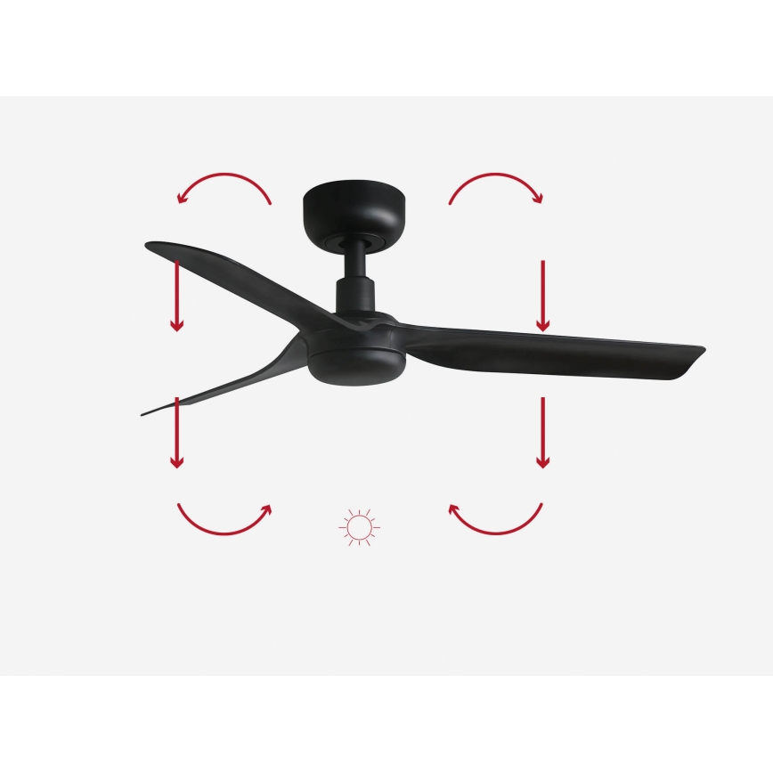 FARO 33822 - Kattotuuletin MINI PUNT S musta halkaisija 90 cm + kauko-ohjaus