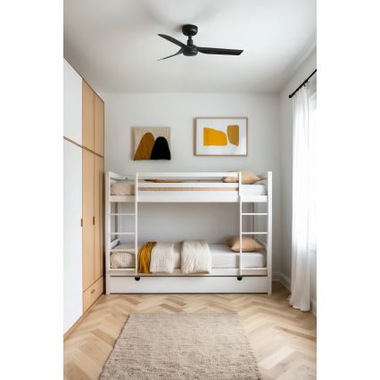 FARO 33822 - Kattoilmaisin MINI PUNT S musta halkaisija 90 cm + kaukosäädin