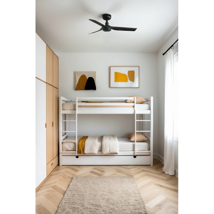 FARO 33822 - Kattoilmaisin MINI PUNT S musta halkaisija 90 cm + kaukosäädin