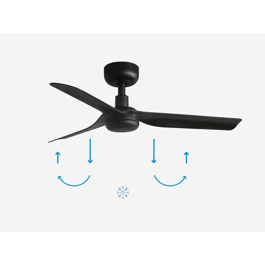 FARO 33822 - Kattoilmaisin MINI PUNT S musta halkaisija 90 cm + kaukosäädin