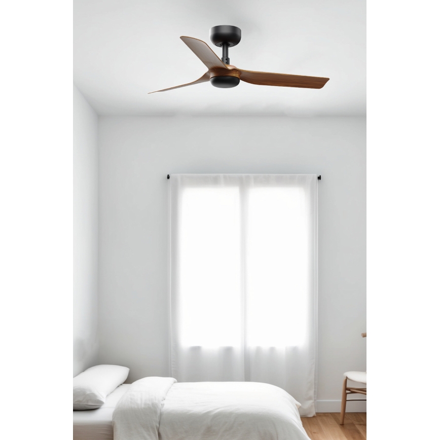FARO 33823WT - Kattotuuletin MINI PUNT S ruskea/musta halkaisija 90 cm Wi-Fi Tuya + kauko-ohjaus
