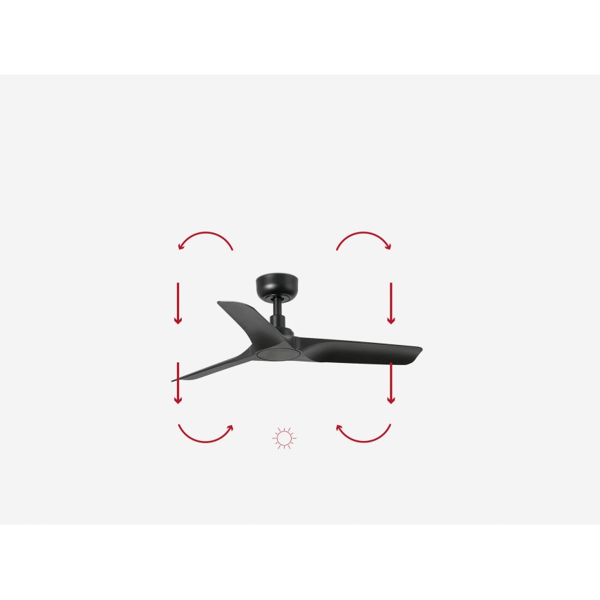 FARO 33825WP - Kattotuuletin HEY S musta halkaisija 90 cm SMART + kauko-ohjaus