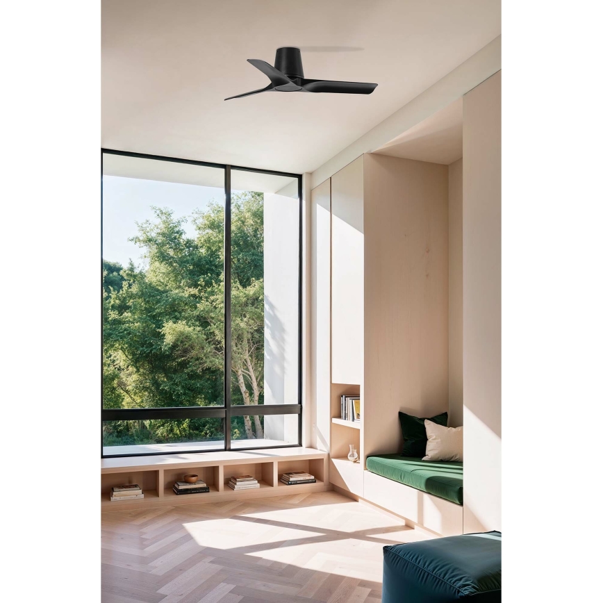 FARO 33827 - Kattotuuletin HEY TUB S musta halkaisija 90 cm + kauko-ohjaus