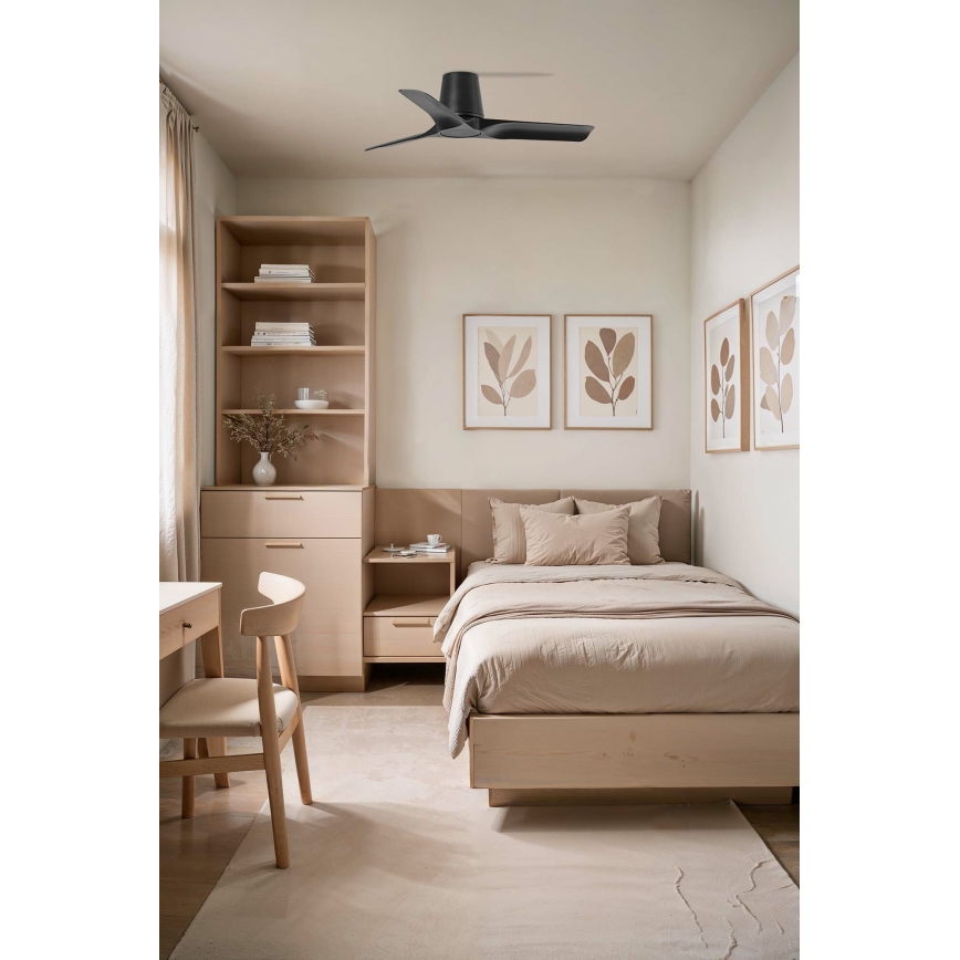 FARO 33827WT - Kattotuuletin HEY TUB S musta halkaisija 90 cm Wi-Fi Tuya + kauko-ohjaus