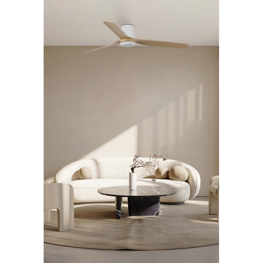 FARO 33829 - Kattotuuletin PUNT TUB M ruskea/valkoinen halkaisija 130 cm + kauko-ohjaus