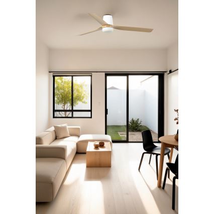 FARO 33829WT-1TW - LED himmennettävä kattovalo PUNT TUB M LED/18W/230V 3000/4200/6500K ruskea/valkoinen halkaisija 132 cm Wi-Fi Tuya + kauko-ohjaus