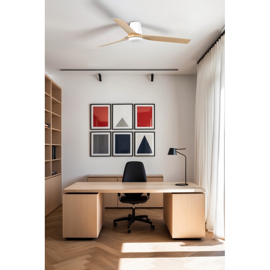 FARO 33829WT - Kattotuuletin PUNT TUB M ruskea/valkoinen halkaisija 132 cm Wi-Fi Tuya + kauko-ohjaus
