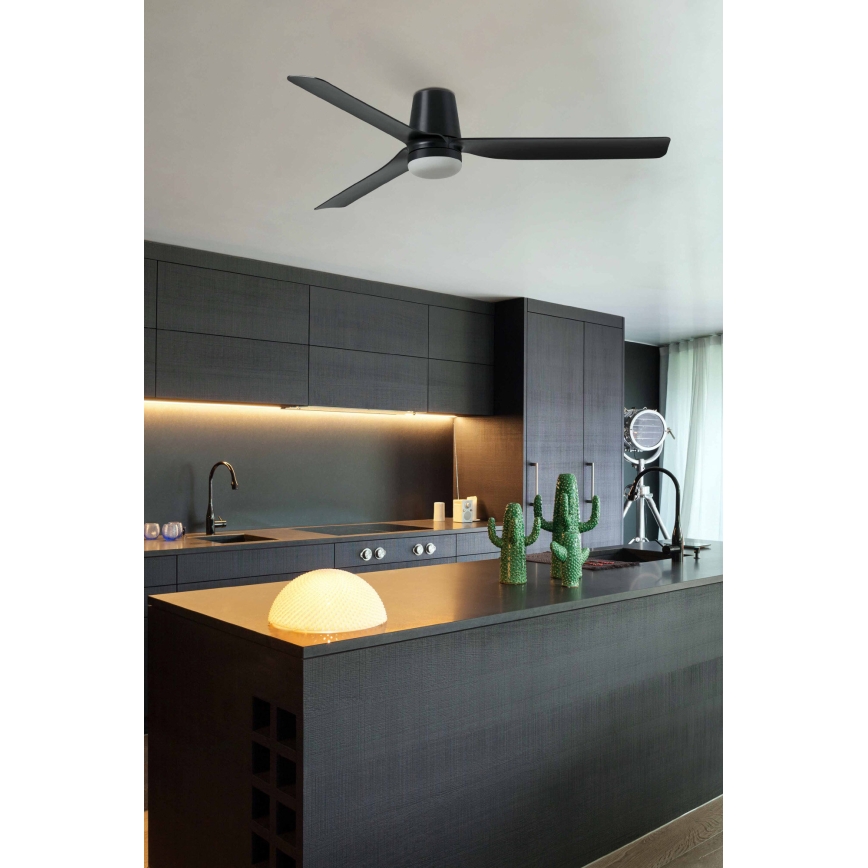 FARO 33830WT-1TW - LED himmennettävä tuuletin PUNT TUB M LED/18W/230V 3000/4200/6500K musta halkaisija 132 cm Wi-Fi Tuya + kauko-ohjaus