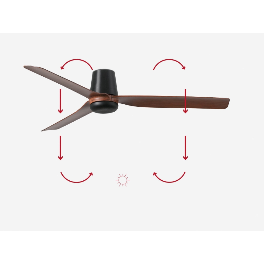 FARO 33831 - Kattotuuletin PUNT TUB M ruskea/musta halkaisija 130 cm + kauko-ohjaus