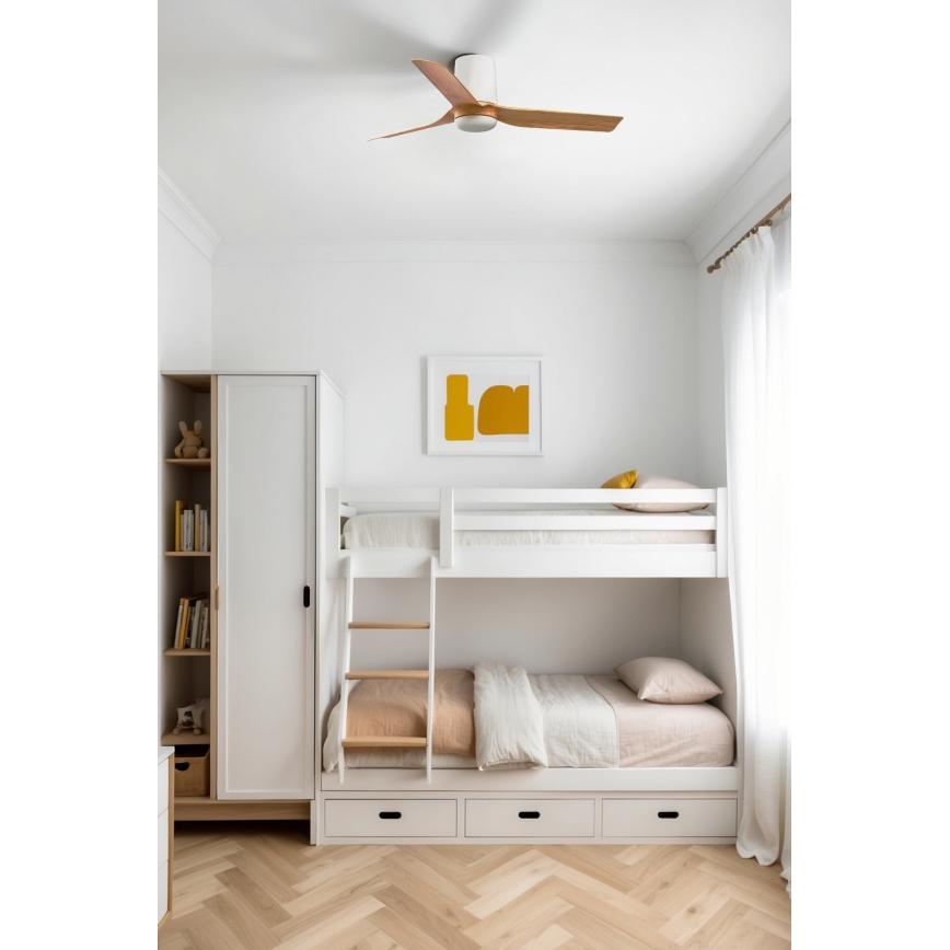 FARO 33833WT - Kattotuuletin MINI PUNT TUB S ruskea/valkoinen halkaisija 90 cm Wi-Fi Tuya + kauko-ohjaus