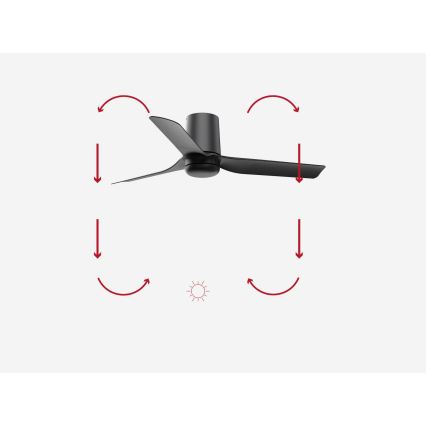 FARO 33834-Kattotuuletin MINI PUNT TUB S musta halkaisija 90 cm + kauko-ohjaus