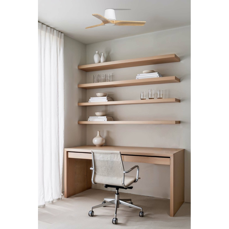 FARO 33836 - Kattotuuletin HEYWOOD TUB S mänty/valkoinen halkaisija 90 cm + kauko-ohjaus