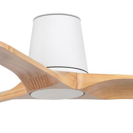 FARO 33836 - Kattotuuletin HEYWOOD TUB S mänty/valkoinen halkaisija 90 cm + kauko-ohjaus