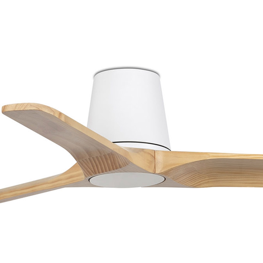 FARO 33836WT - Kattotuuletin HEYWOOD TUB S mänty/valkoinen halkaisija 90 cm Wi-Fi Tuya + kauko-ohjaus