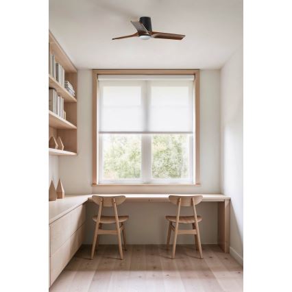 FARO 33837-1TW - LED himmennettävä kattovalo HEYWOOD TUB S LED/10W/230V 2700/4000/6000K mänty/musta halkaisija 90 cm + kauko-ohjaus