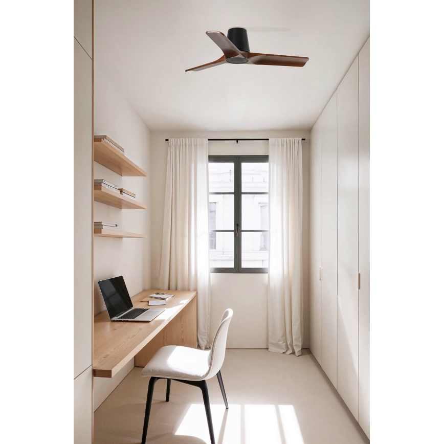 FARO 33837 - Kattotuuletin HEYWOOD TUB S mänty/musta halkaisija 90 cm + kauko-ohjaus