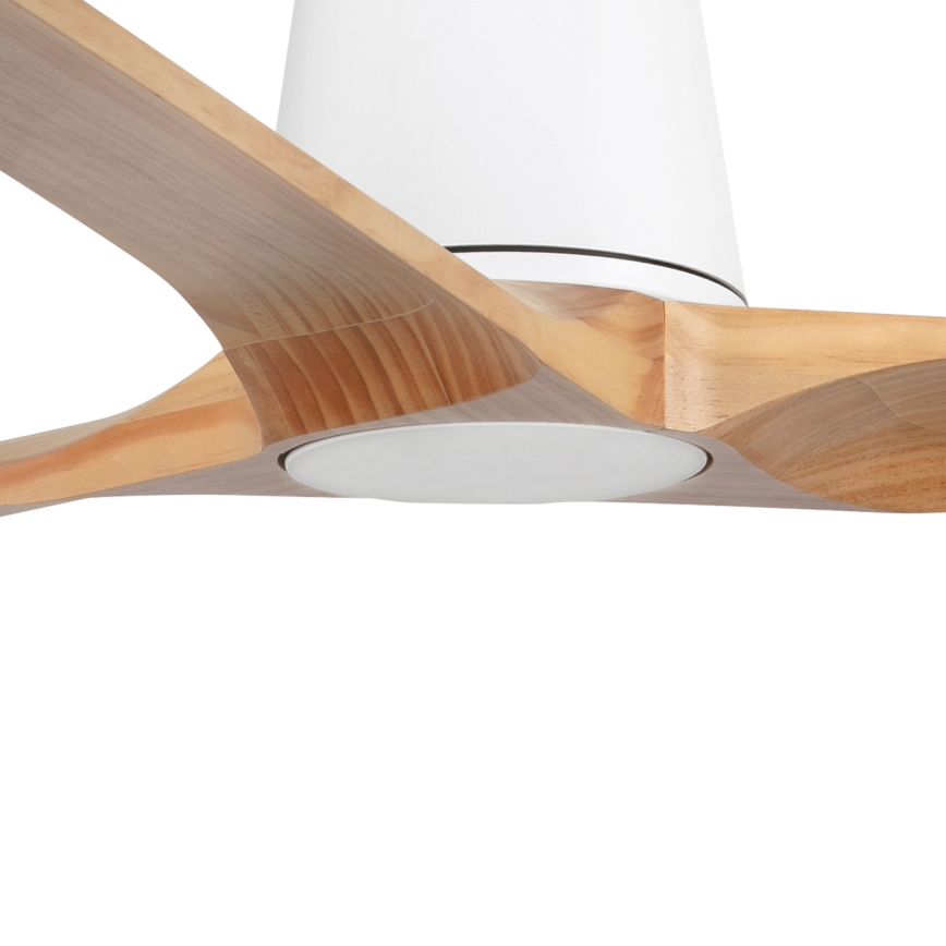 FARO 33838 - Kattotuuletin HEYWOOD TUB L mänty/valkoinen halkaisija 132 cm + kauko-ohjaus