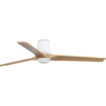 FARO 33838WT-1TW - LED himmennettävä kattovalo HEYWOOD TUB L LED/10W/230V 2700/4000/6000K mänty/valkoinen halkaisija 132 cm Wi-Fi Tuya + kauko-ohjaus