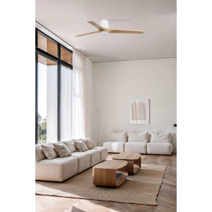 FARO 33838WT-1TW - LED himmennettävä kattovalo HEYWOOD TUB L LED/10W/230V 2700/4000/6000K mänty/valkoinen halkaisija 132 cm Wi-Fi Tuya + kauko-ohjaus
