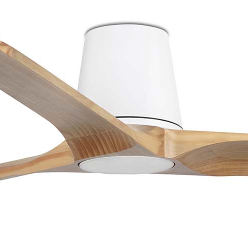 FARO 33838WT - Kattotuuletin HEYWOOD TUB L mänty/valkoinen halkaisija 132 cm Wi-Fi Tuya + kauko-ohjaus