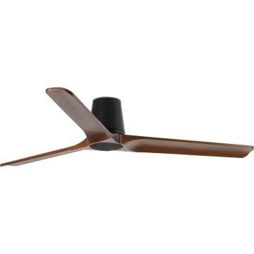 FARO 33839WT - Kattotuuletin HEYWOOD TUB L mänty/musta halkaisija 132 cm Wi-Fi Tuya + kauko-ohjaus