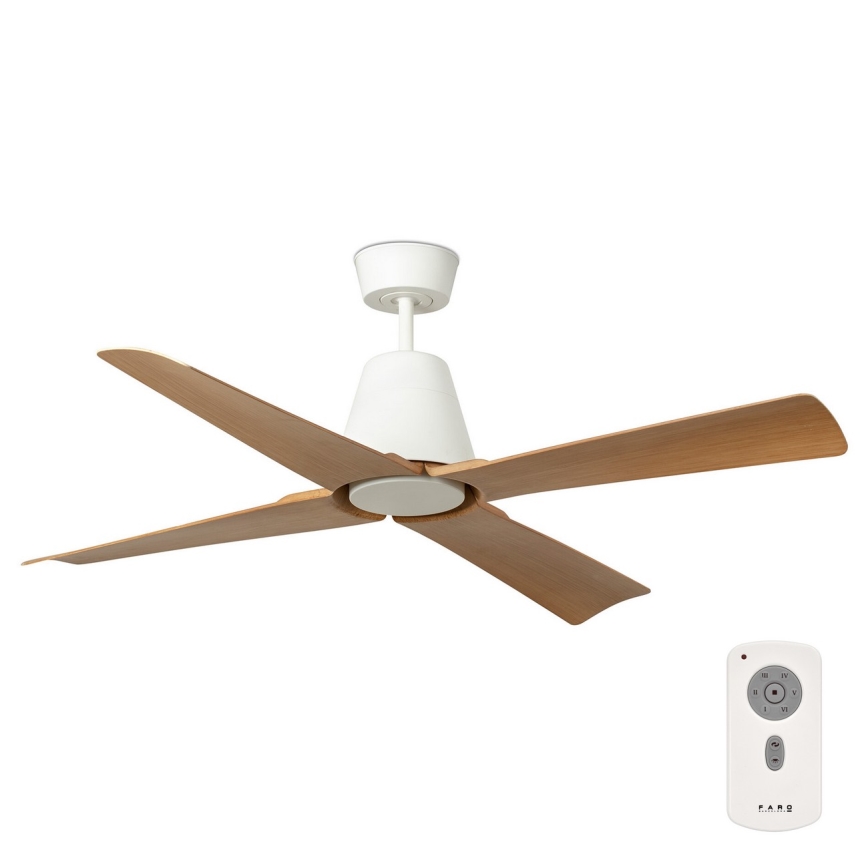 FARO 34105 - Kattoilmaisin TYPHOON M ruskea/valkoinen Ø 130 cm IP44 + kaukosäädin