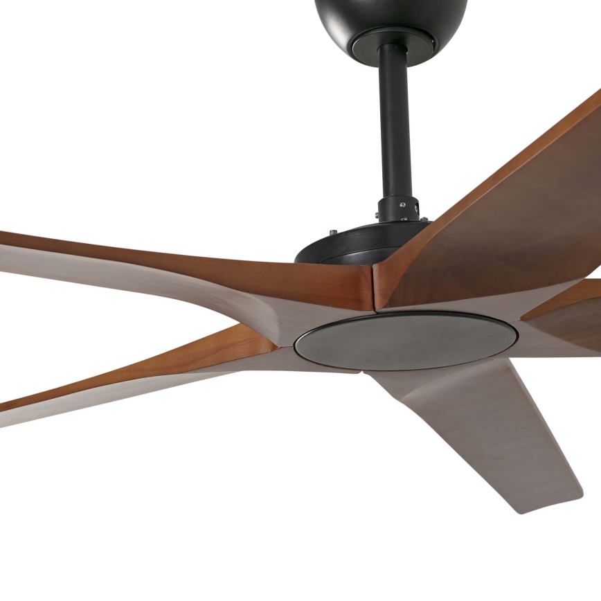 FARO 34190WT - Kattotuuletin BIGWOOD XL mänty/musta halkaisija 200 cm Wi-Fi Tuya + kauko-ohjaus