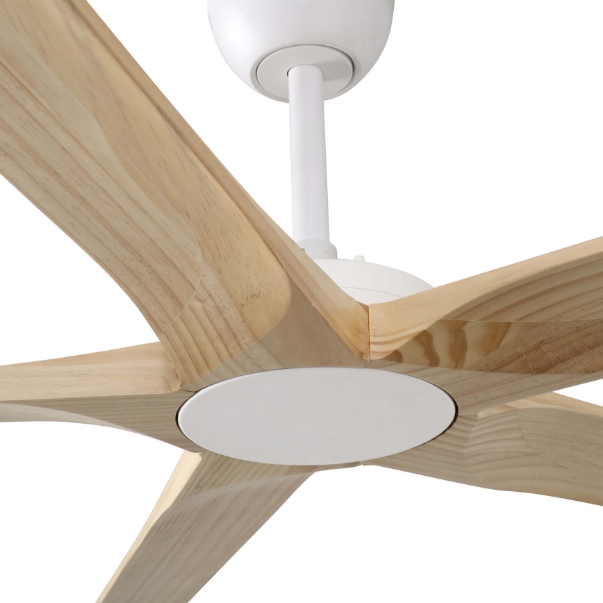 FARO 34191WT - Kattotuuletin BIGWOOD XL mänty/valkoinen halkaisija 200 cm Wi-Fi Tuya + kauko-ohjaus