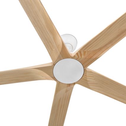 FARO 34191WT - Kattotuuletin BIGWOOD XL mänty/valkoinen halkaisija 200 cm Wi-Fi Tuya + kauko-ohjaus