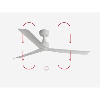 FARO 34274 - Kattotuuletin MARINE M valkoinen halkaisija 125 cm IP44 + kauko-ohjaus