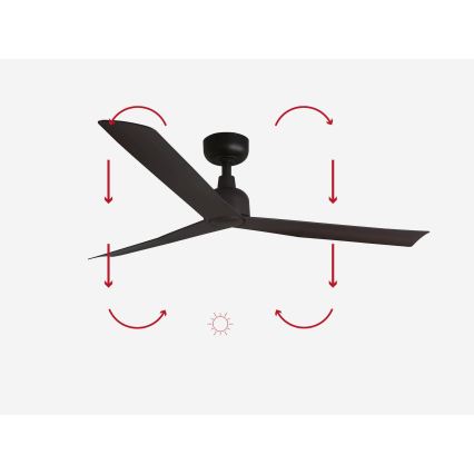 FARO 34275 - Kattotuuletin MARINE M ruskea halkaisija 125 cm IP44 + kauko-ohjaus