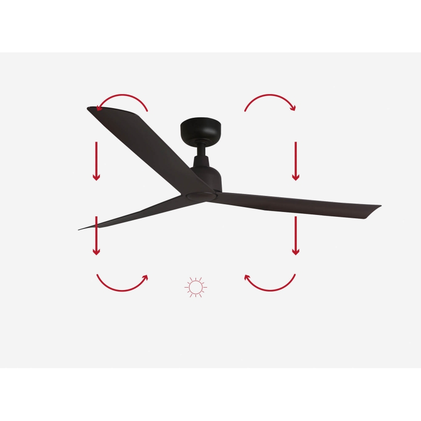FARO 34275 - Kattotuuletin MARINE M ruskea halkaisija 125 cm IP44 + kauko-ohjaus