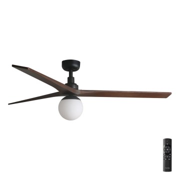 FARO 34276-11L - Kattotuuletin KLIM L 1xE27/15W/230V puu/musta halkaisija 150 cm + kauko-ohjaus