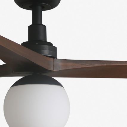 FARO 34276-11L - Kattotuuletin KLIM L 1xE27/15W/230V puu/musta halkaisija 150 cm + kauko-ohjaus