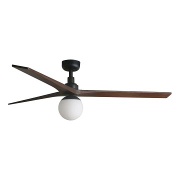 FARO 34276WT-11L - Kattotuuletin KLIM L 1xE27/15W/230V puu/musta halkaisija 150 cm Wi-Fi Tuya + kauko-ohjaus