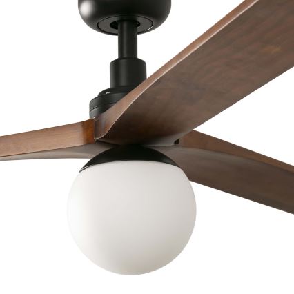 FARO 34276WT-11L - Kattotuuletin KLIM L 1xE27/15W/230V puu/musta halkaisija 150 cm Wi-Fi Tuya + kauko-ohjaus