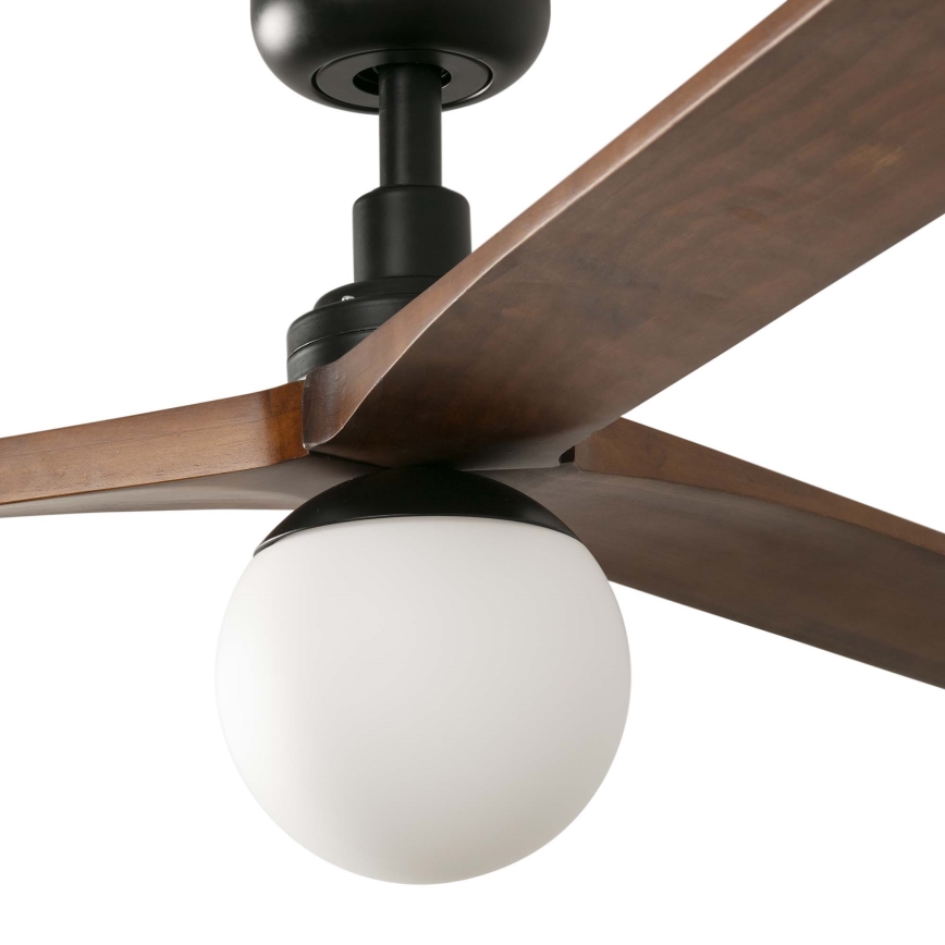 FARO 34276WT-11L - Kattotuuletin KLIM L 1xE27/15W/230V puu/musta halkaisija 150 cm Wi-Fi Tuya + kauko-ohjaus