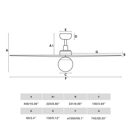 FARO 34276WT-11L - Kattotuuletin KLIM L 1xE27/15W/230V puu/musta halkaisija 150 cm Wi-Fi Tuya + kauko-ohjaus