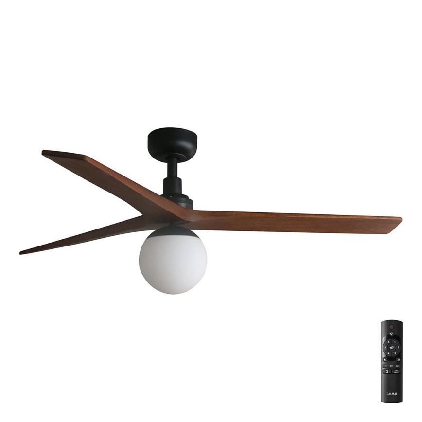 FARO 34277-11L - Kattotuuletin KLIM M 1xE27/15W/230V puu/musta halkaisija 125 cm + kauko-ohjaus