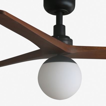 FARO 34277-11L - Kattotuuletin KLIM M 1xE27/15W/230V puu/musta halkaisija 125 cm + kauko-ohjaus