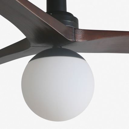 FARO 34278-11L - Kattotuuletin KLIM S 1xE27/15W/230V puu/musta halkaisija 92,5 cm + kauko-ohjaus