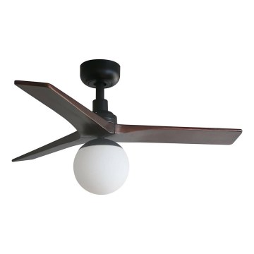 FARO 34278WT-11L - Kattotuuletin KLIM S 1xE27/15W/230V puu/musta halkaisija 92,5 cm Wi-Fi Tuya + kauko-ohjaus