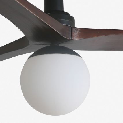 FARO 34278WT-11L - Kattotuuletin KLIM S 1xE27/15W/230V puu/musta halkaisija 92,5 cm Wi-Fi Tuya + kauko-ohjaus