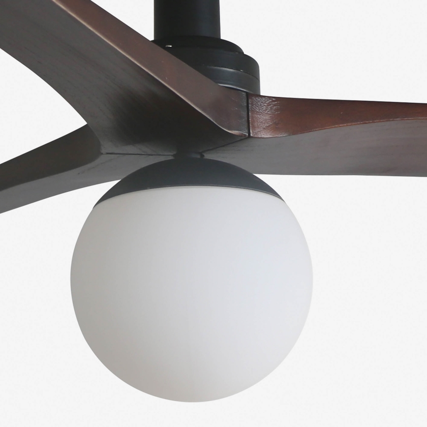 FARO 34278WT-11L - Kattotuuletin KLIM S 1xE27/15W/230V puu/musta halkaisija 92,5 cm Wi-Fi Tuya + kauko-ohjaus