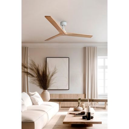 FARO 34280 - Kattotuuletin KLIM M ruskea/valkoinen halkaisija 125 cm + kauko-ohjaus