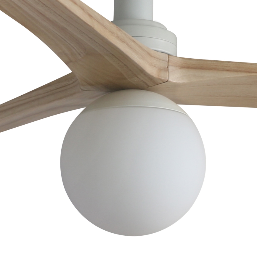 FARO 34281WT-11L - Kattotuuletin KLIM S 1xE27/15W/230V puu/valkoinen halkaisija 92,5 cm Wi-Fi Tuya + kauko-ohjaus